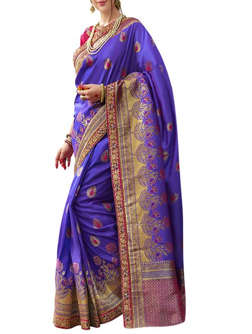 purple woven saree - 14458227 - Very Small Image - 1