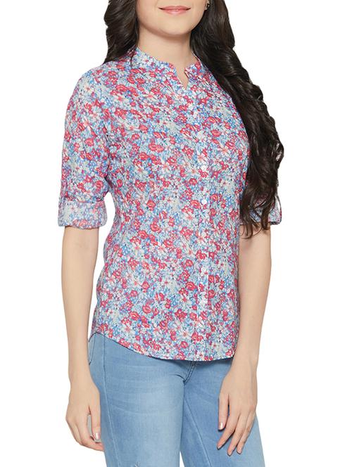 roll-up sleeved floral shirt - 14458237 - Standard Image - 1