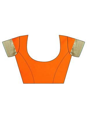 orange silk kanjivaram saree with blouse - 14458268 - Standard Image - 3