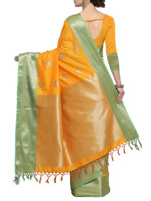mustard silk kanjivaram saree with blouse - 14458269 - Standard Image - 2