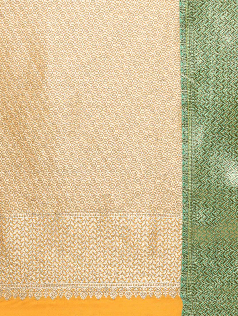 mustard silk kanjivaram saree with blouse - 14458269 - Zoom Image - 4
