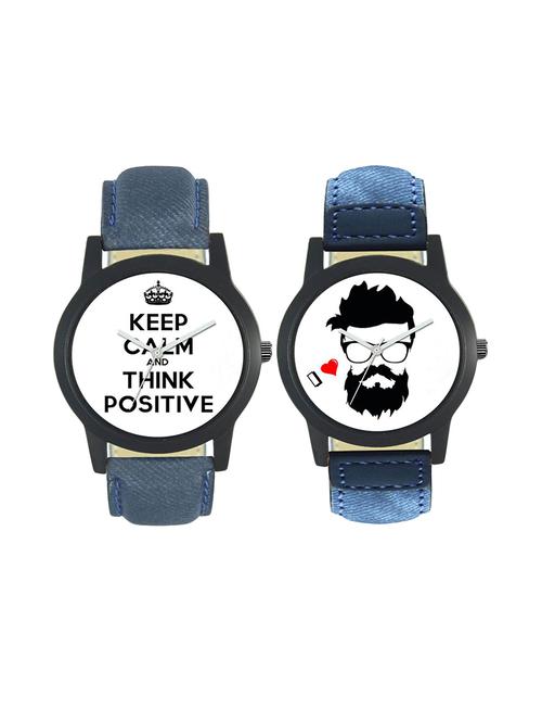 Analog Dial blue leatherette Strap Watch combo - 14458968 - Standard Image - 1