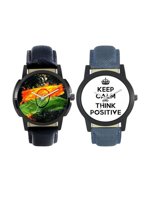 Gurukrupa Enterprise Men Analog Dial leatherette Strap Watch combo - 14458972 - Standard Image - 1
