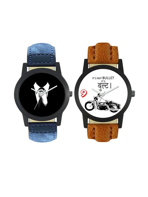 Gurukrupa Enterprise Men Analog Dial leatherette Strap Watch combo - 14458973 - Very Small Image - 1