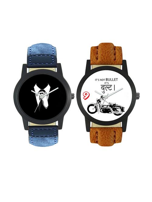 Gurukrupa Enterprise Men Analog Dial leatherette Strap Watch combo - 14458974 - Standard Image - 1
