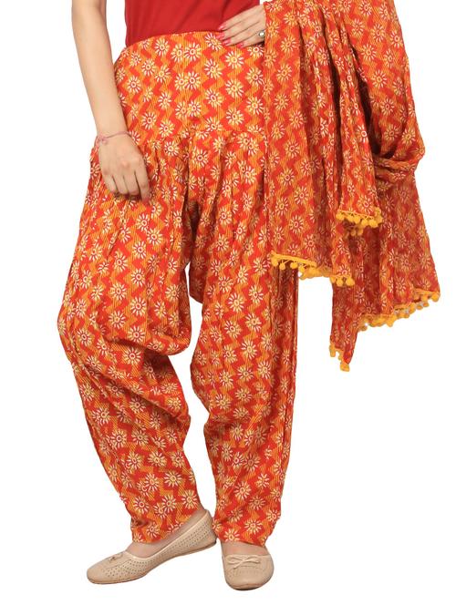 orange cotton patiyala salwar - 14459021 - Very Small Image - 1