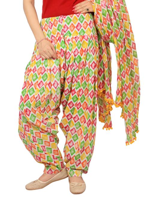 multi colored cotton patiyala salwar - 14459023 - Very Small Image - 1