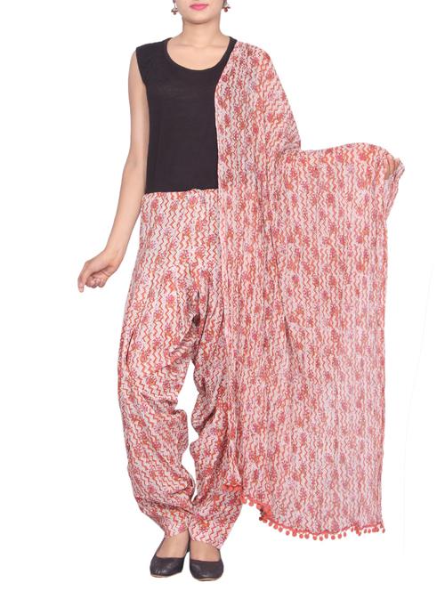 orange cotton salwar dupatta set - 14459050 - Very Small Image - 1