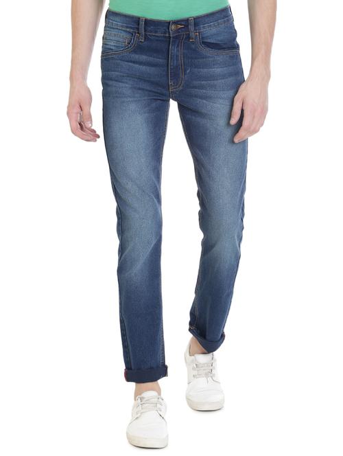 navy blue cotton washed jeans - 14459149 - Very Small Image - 1