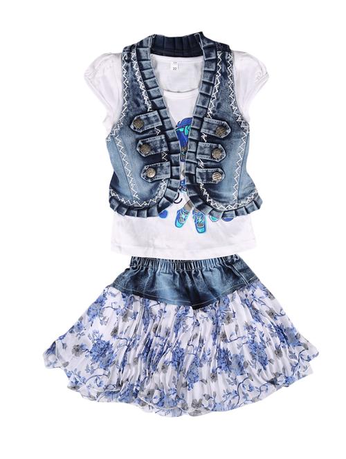 blue denim skirt set - 14459183 - Very Small Image - 1