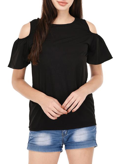 black cold shoulder top - 14459191 - Very Small Image - 1