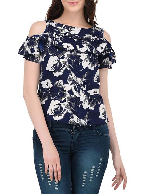 blue cold shoulder top - 14459197 - Very Small Image - 1