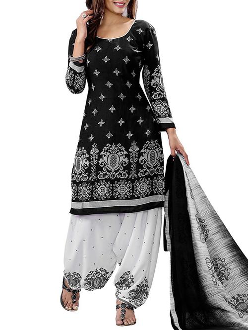 black un-stitched dress material - 14459258 - Standard Image - 1