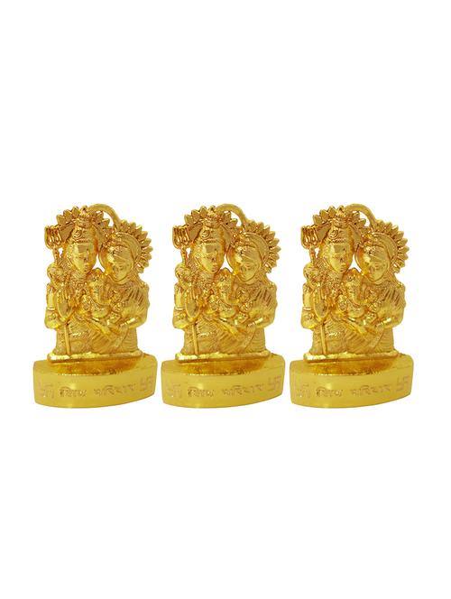 Wacky Gold Plated Shiv Parivar Set of 3 Showpiece - 14459353 - Very Small Image - 1