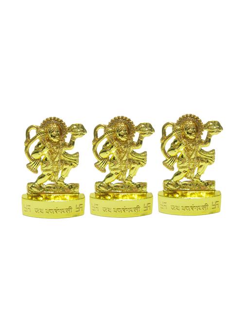 Wacky Gold Plated Hanuman Ji Set of 3 Showpiece - 14459359 - Very Small Image - 1