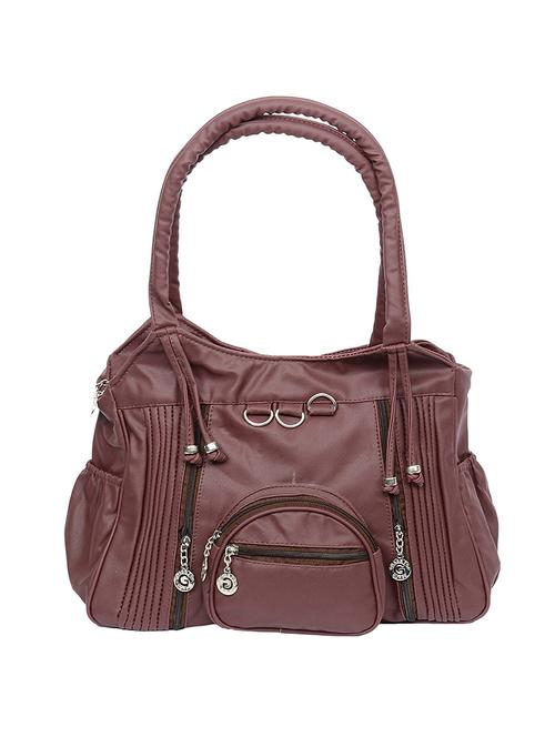 maroon leatherette regular handbag - 14459406 - Very Small Image - 1
