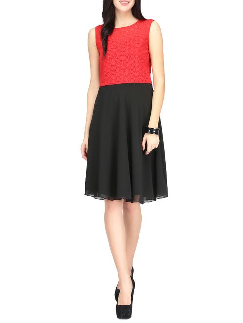 black lace fit & flare dress - 14459884 - Standard Image - 1