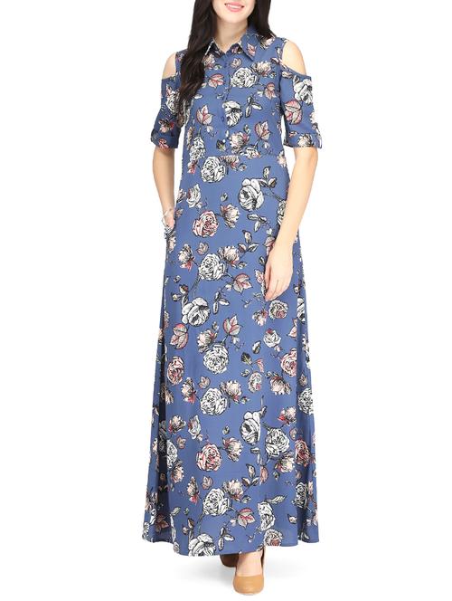 Blue printed maxi dress - 14459892 - Standard Image - 1
