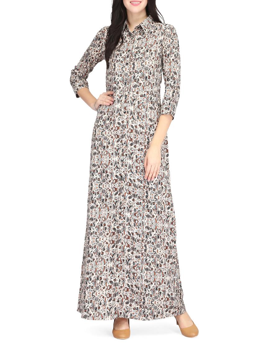 Beige printed maxi dress - 14459910 - Zoom Image - 1