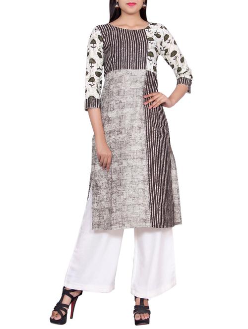 brown cotton straight kurta - 14459951 - Very Small Image - 1