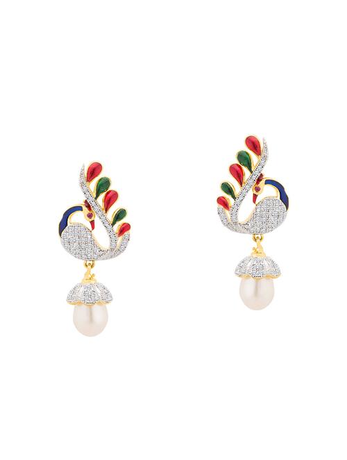 gold brass drop earring - 14460319 - Very Small Image - 1