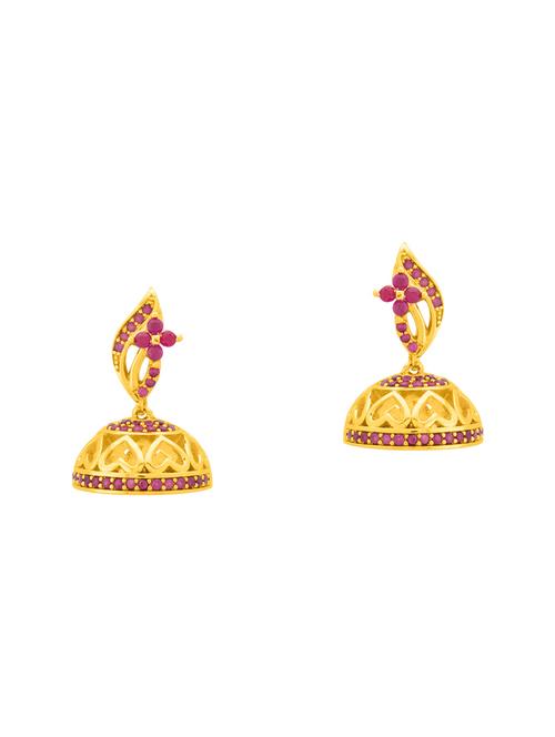 gold brass jhumka earring - 14460480 - Very Small Image - 1