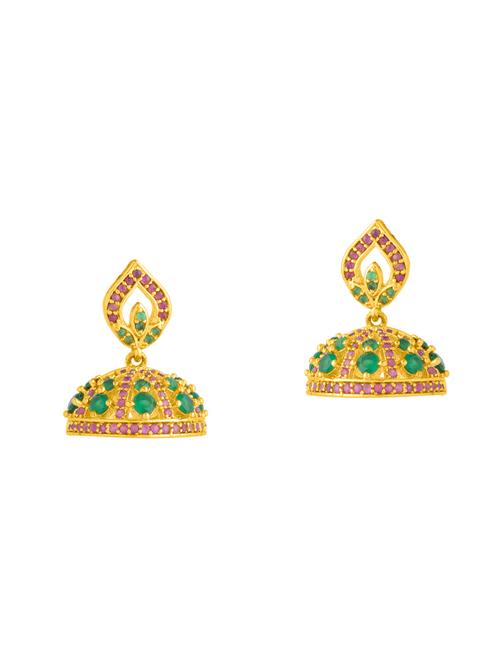 gold brass jhumka earrings - 14460484 - Very Small Image - 1