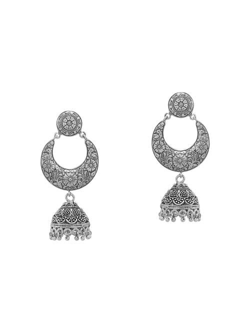 silver brass jhumka earrings - 14460494 - Very Small Image - 1