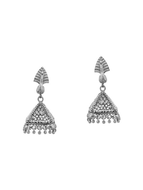 silver brass jhumka earrings - 14460496 - Very Small Image - 1