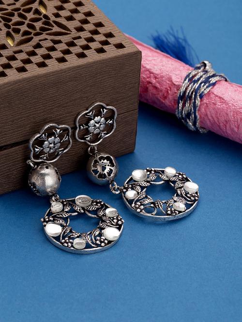 silver brass drop earrings - 14460500 - Very Small Image - 1