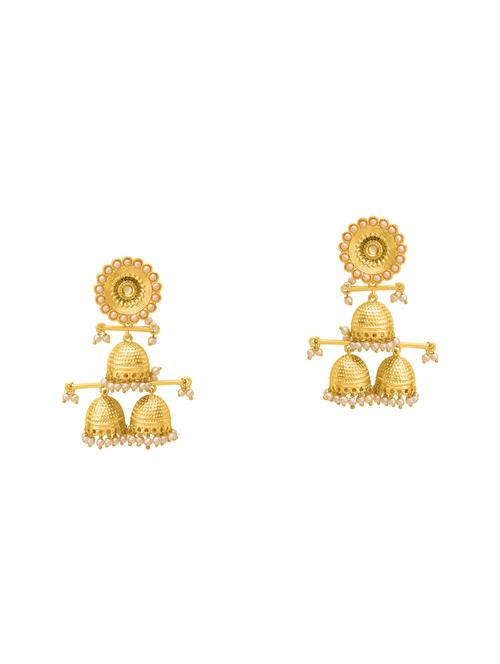 gold metal chandelier earrings - 14460516 - Very Small Image - 1