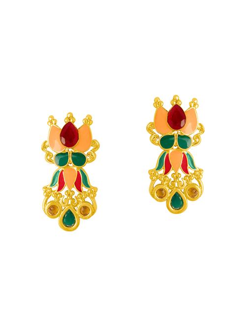 gold metal meenakari earrings - 14460523 - Standard Image - 1