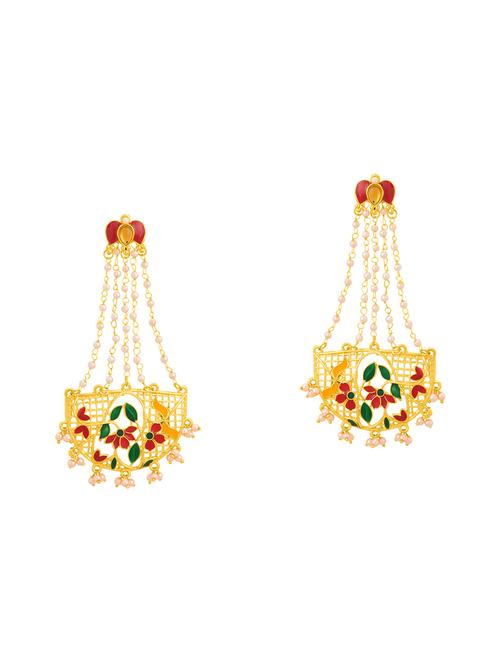 gold metal chandelier earrings - 14460528 - Very Small Image - 1