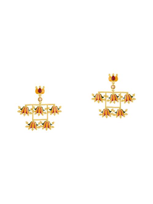 gold metal chandellier earring - 14460533 - Very Small Image - 1