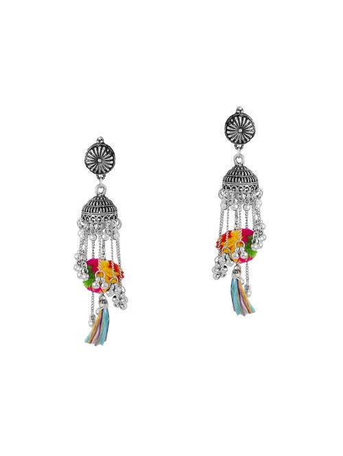 silver metal jhumka earrings - 14460553 - Very Small Image - 1
