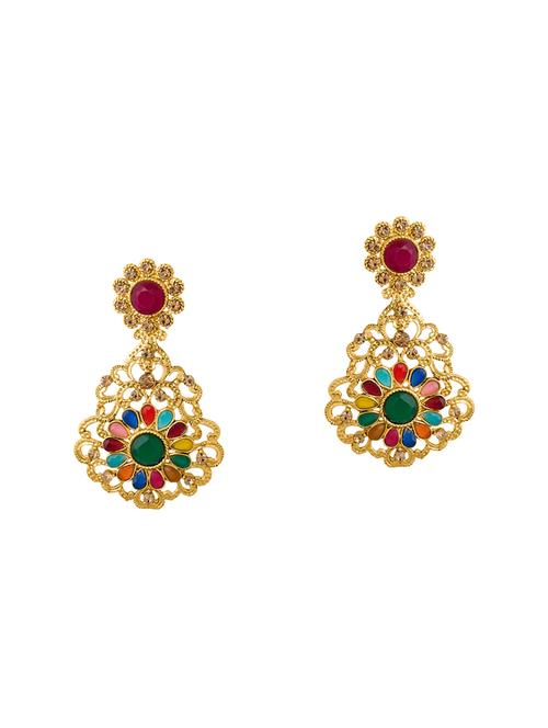 gold metal drop earrings - 14460620 - Very Small Image - 1
