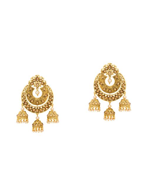 gold brass chandelier earrings - 14460631 - Very Small Image - 1