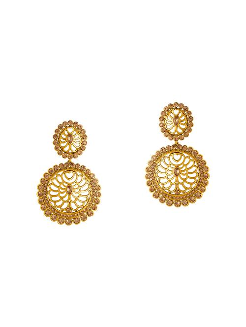 gold metal drop earrings - 14460641 - Very Small Image - 1