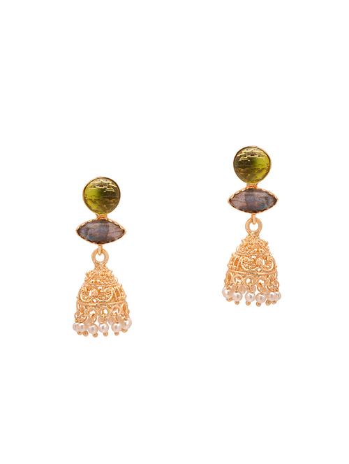 gold metal drop earrings - 14460647 - Very Small Image - 1