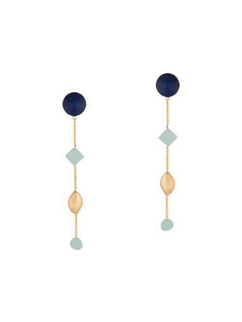 gold metal drop earrings - 14460648 - Very Small Image - 1