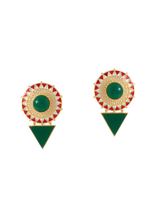 gold metal drop earrings - 14460661 - Very Small Image - 1