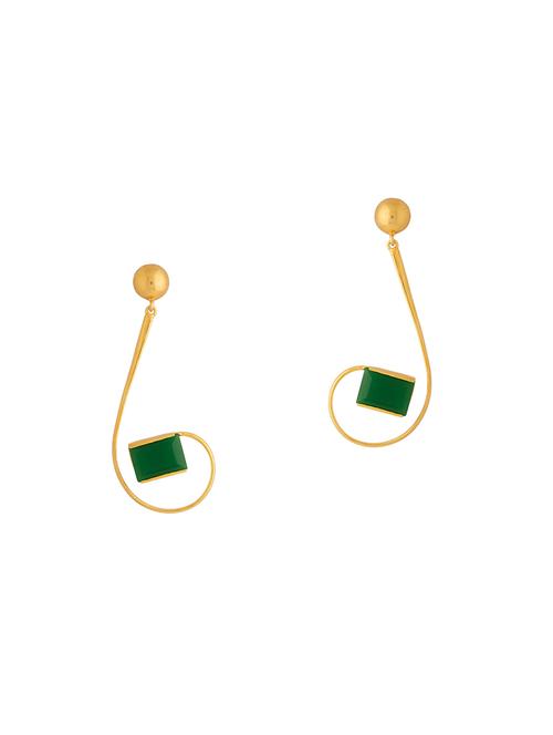 gold metal drop earrings - 14460671 - Very Small Image - 1