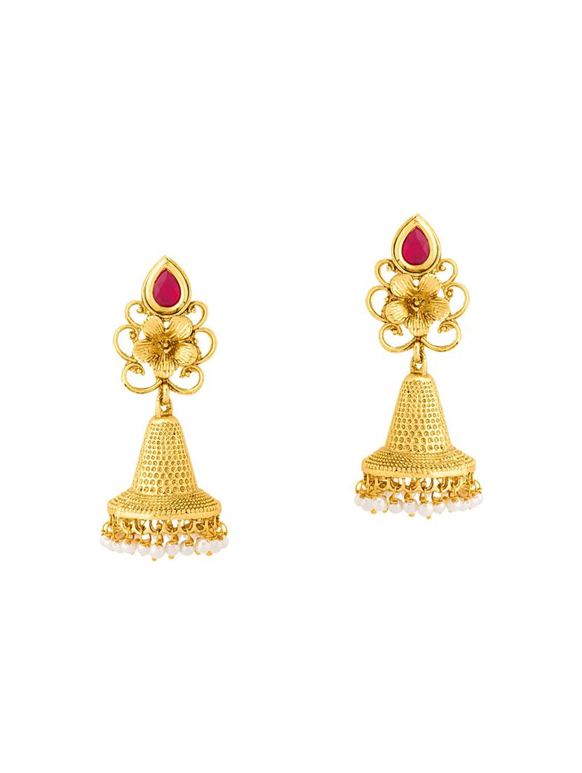 gold copper jhumka earrings - 14460676 - Zoom Image - 1