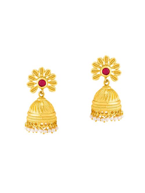 gold copper jhumka earring - 14460678 - Very Small Image - 1