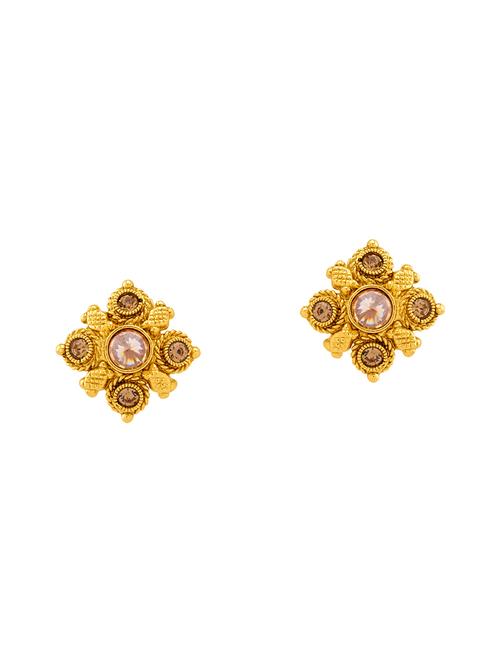 gold brass studs earring - 14460685 - Very Small Image - 1