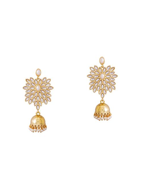 gold metal jhumka(set of 2) earrings - 14460689 - Very Small Image - 1