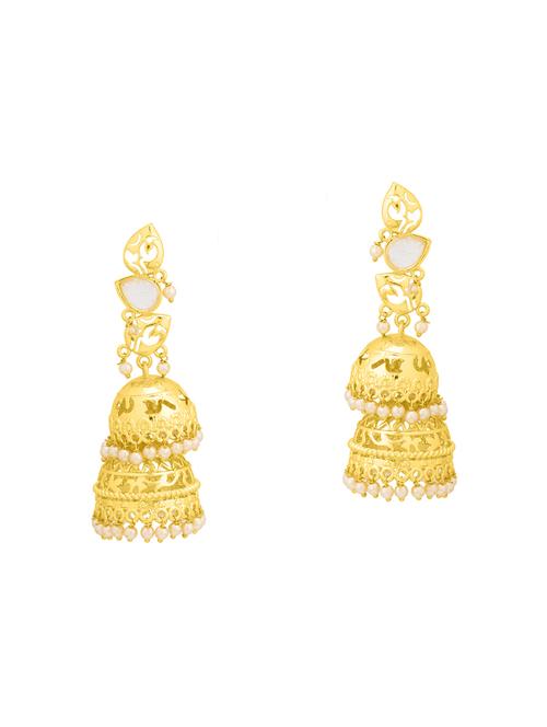 gold metal jhumka earrings - 14460704 - Very Small Image - 1