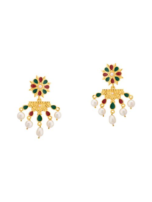 gold metal pearl earring - 14460720 - Very Small Image - 1
