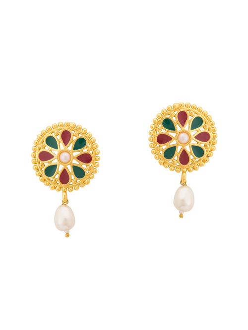 gold metal drop earrings - 14460727 - Very Small Image - 1