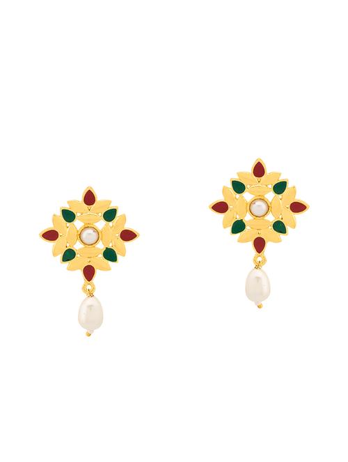 gold metal drop earrings - 14460729 - Very Small Image - 1